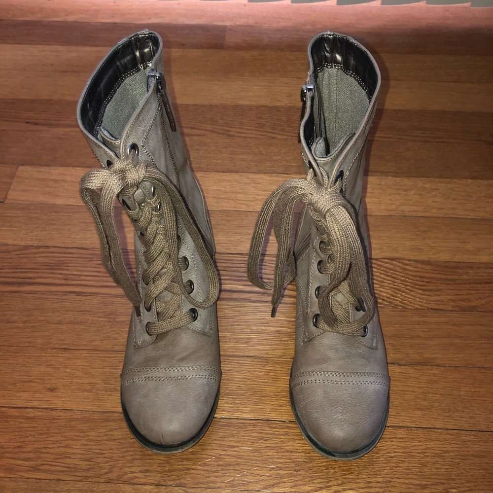 Breckelles beige lace up boots